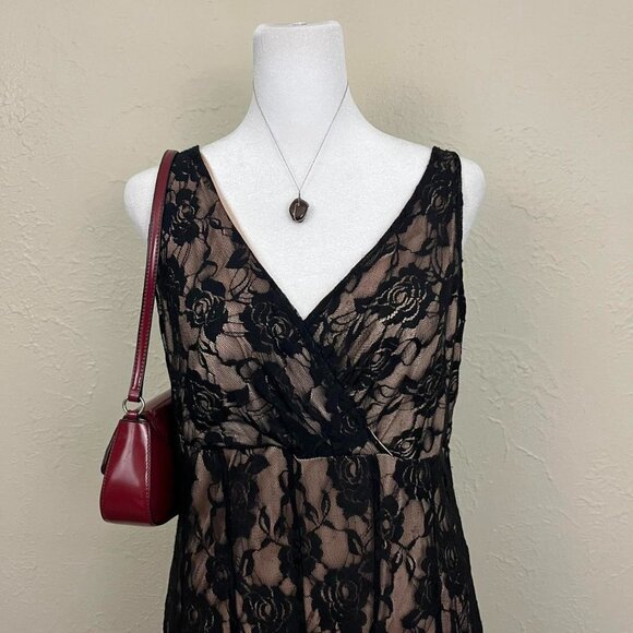 black floral lace y2k sleeveless midi dress - Picture 3 of 8